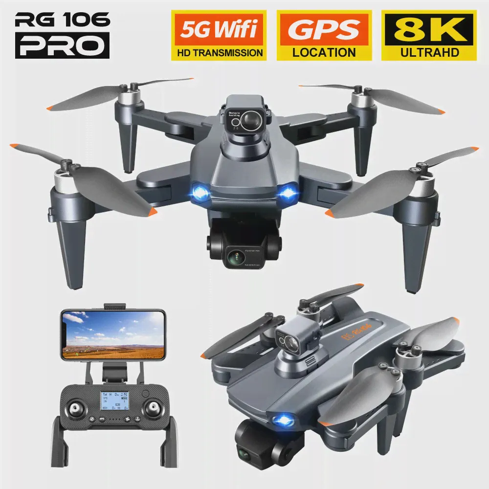 Радиоуправляемые Вертолеты RG106/RG106Pro Дрон 4k Профессиональный С HD-камерой 5G WiFi GPS 3-Осевой Квадрокоптер с Защитой От Встряхивания Gimbal Бесщеточный-0